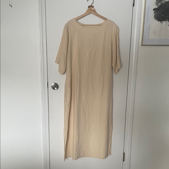 k-eco by ki-ele Dresses & Skirts - Chic Beige Linen Dress